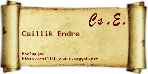 Csillik Endre névjegykártya